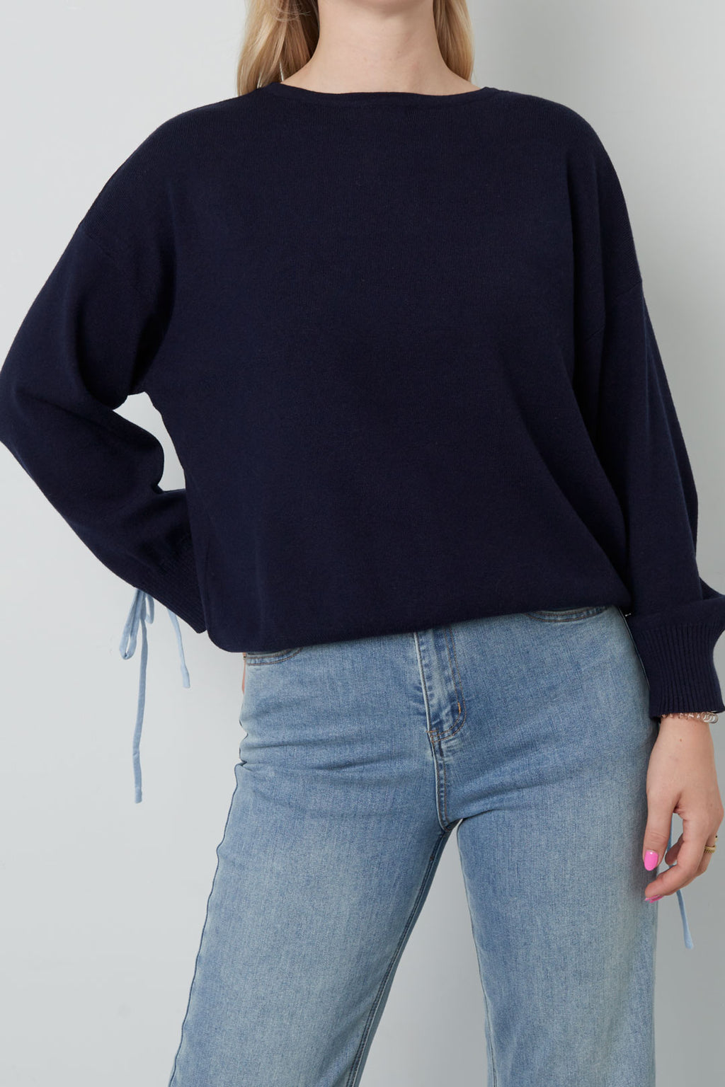 Gebreide Viscose Dames Trui Casual Kleurcontrast