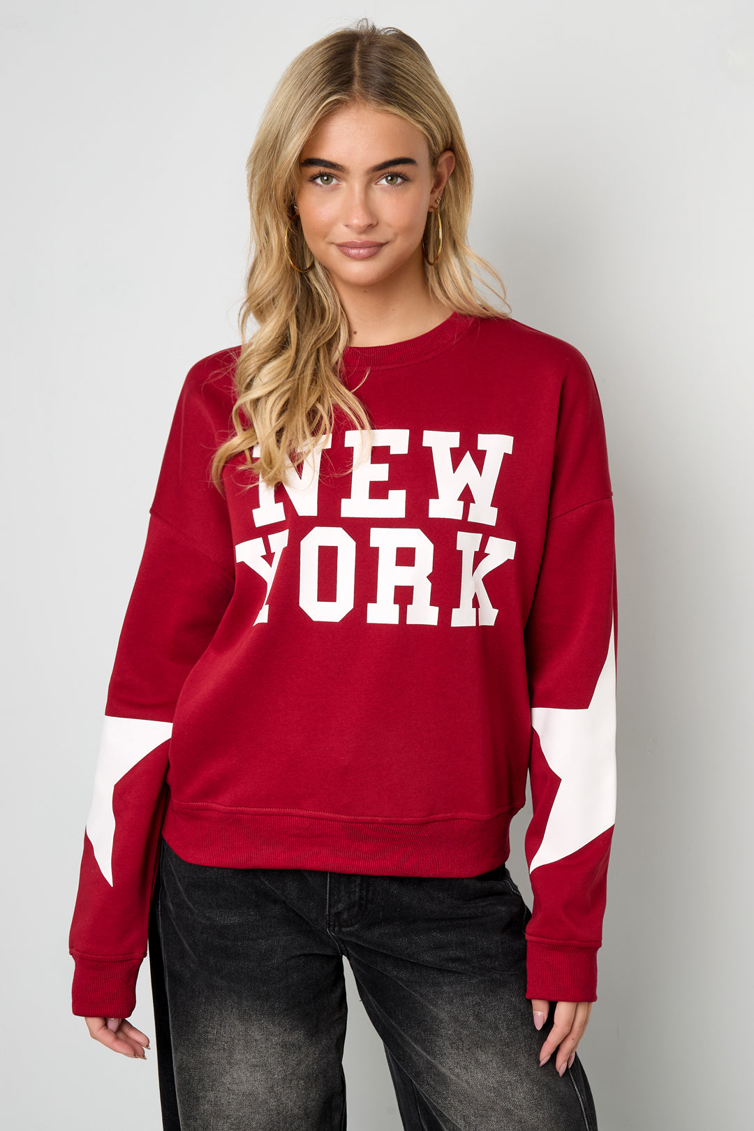 Gebreide Katoen Vrouwen Lange Mouw Top Casual Letters