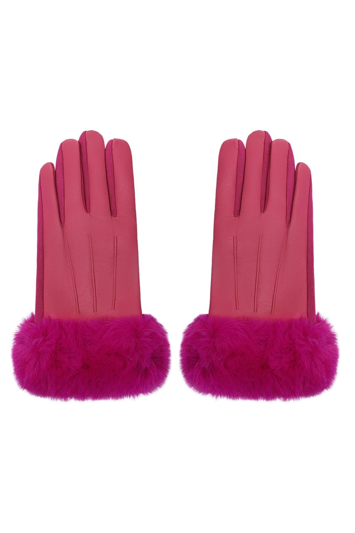 Handschoenen met faux fur en leren look Groen Polyester One size