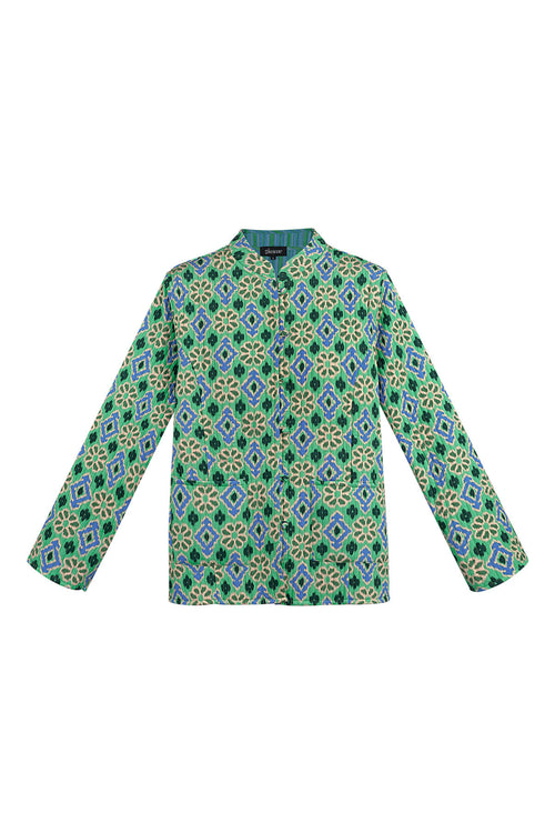 Boho Chic Green Rayon Jacket for Spring/Summer