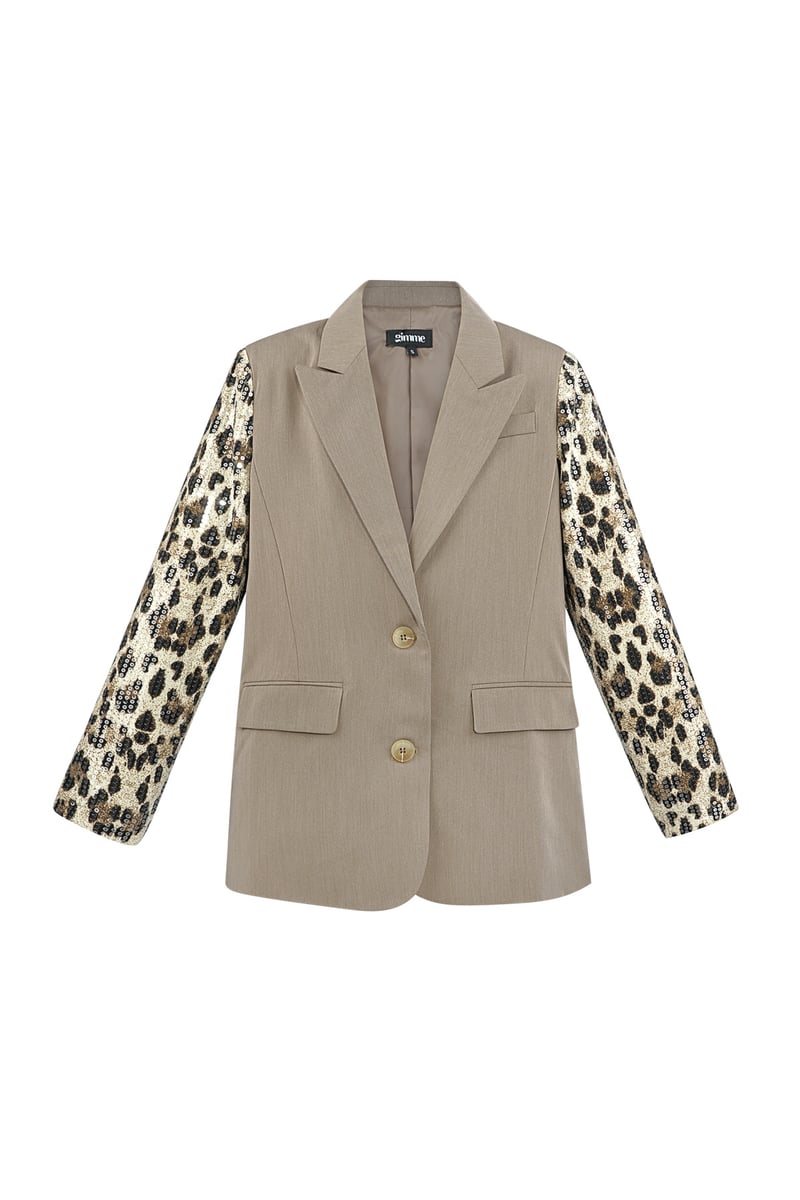Blazer met panterprint glitter mouw