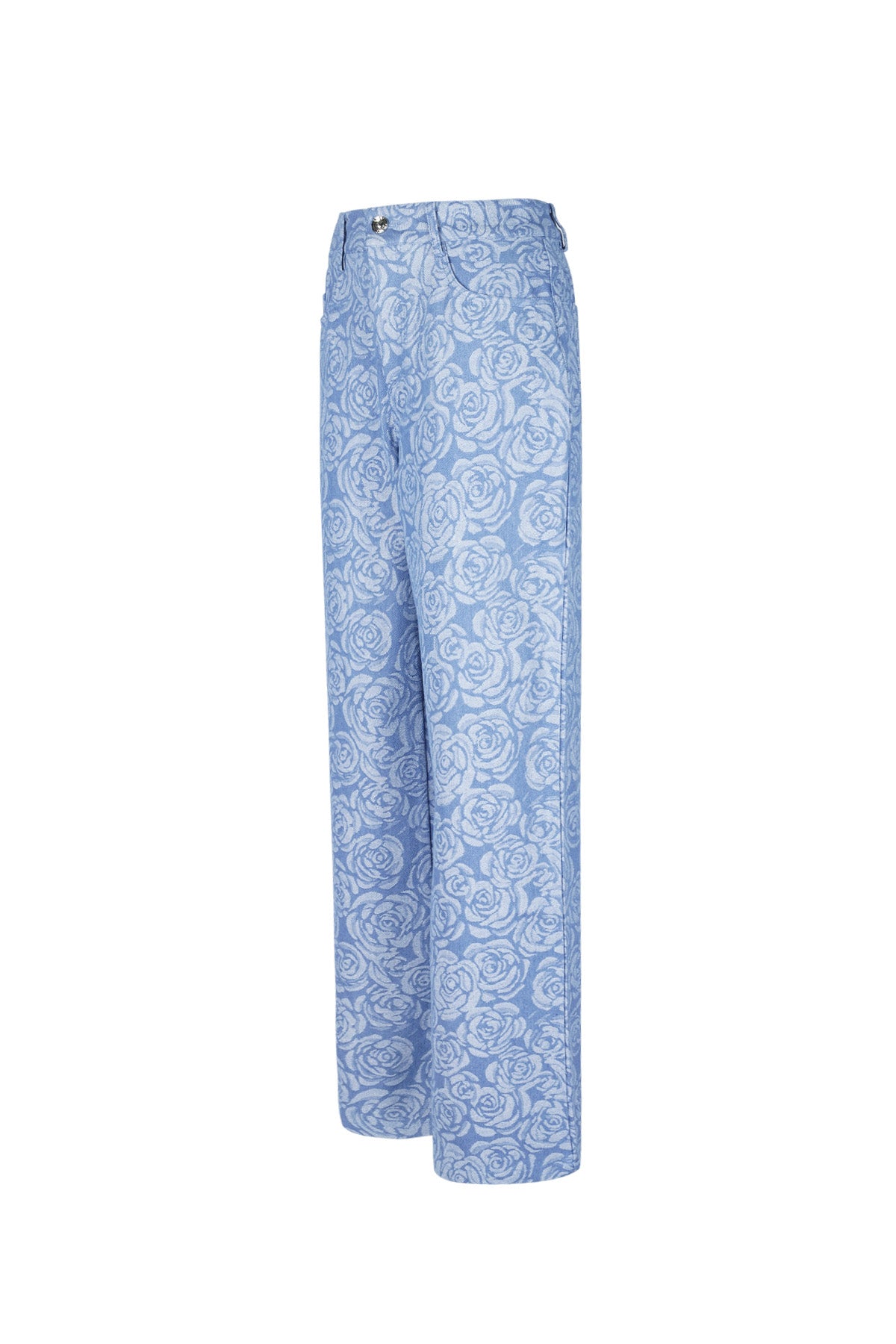 Cotton Woven Vrouwen Rechte Broek Casual Bloemenprint