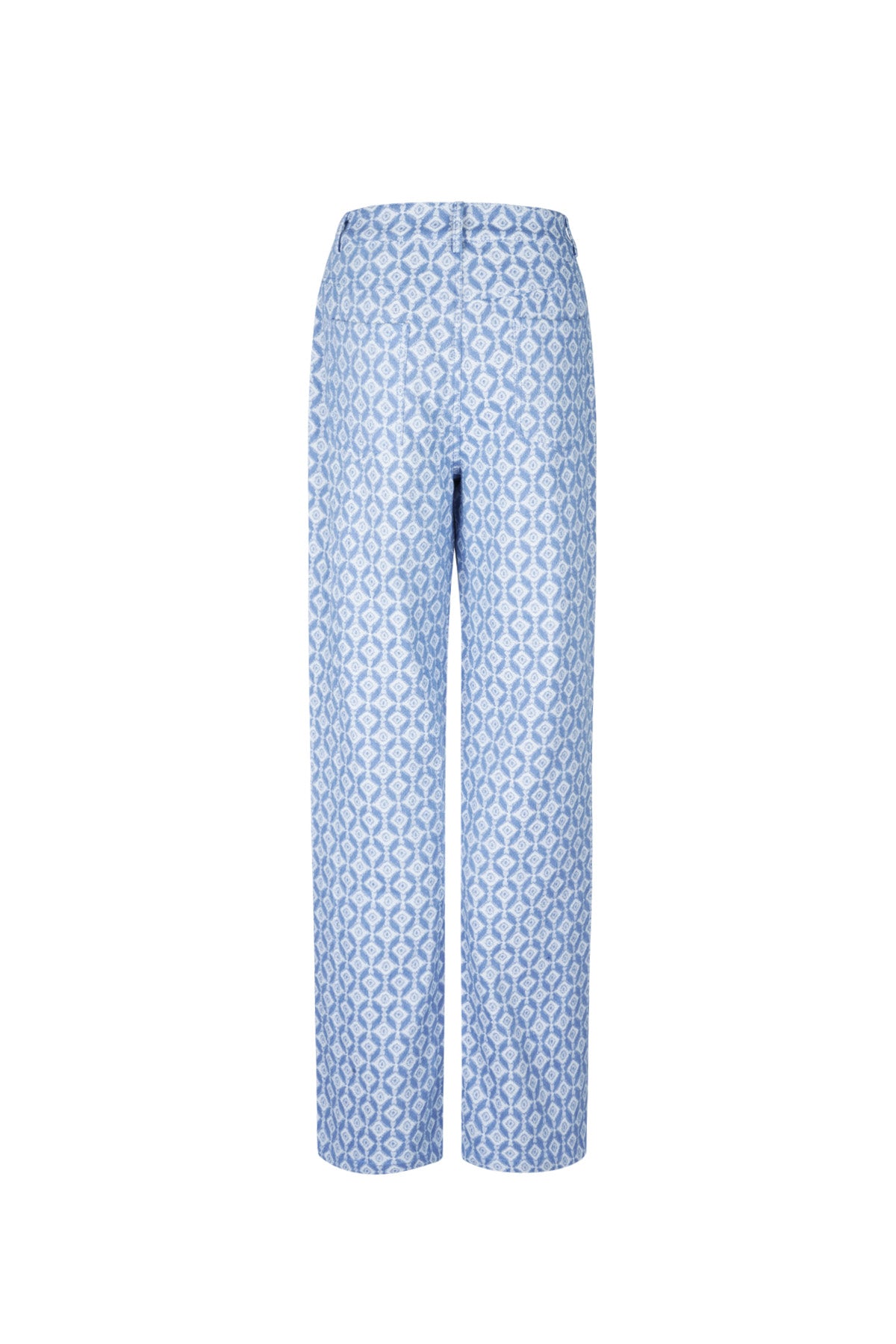 Cotton Woven Vrouwen Rechte Broek Geometrisch Patroon