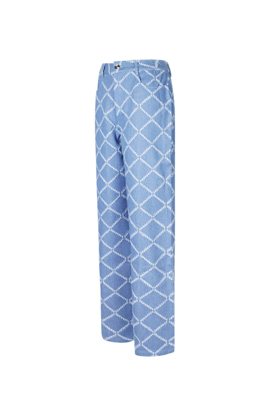 Cotton Woven Vrouwen Rechte Broek Plaid Casual