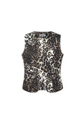 Cotton Vrouwen Mouwloze Top Luipaardprint Knopvoorkant