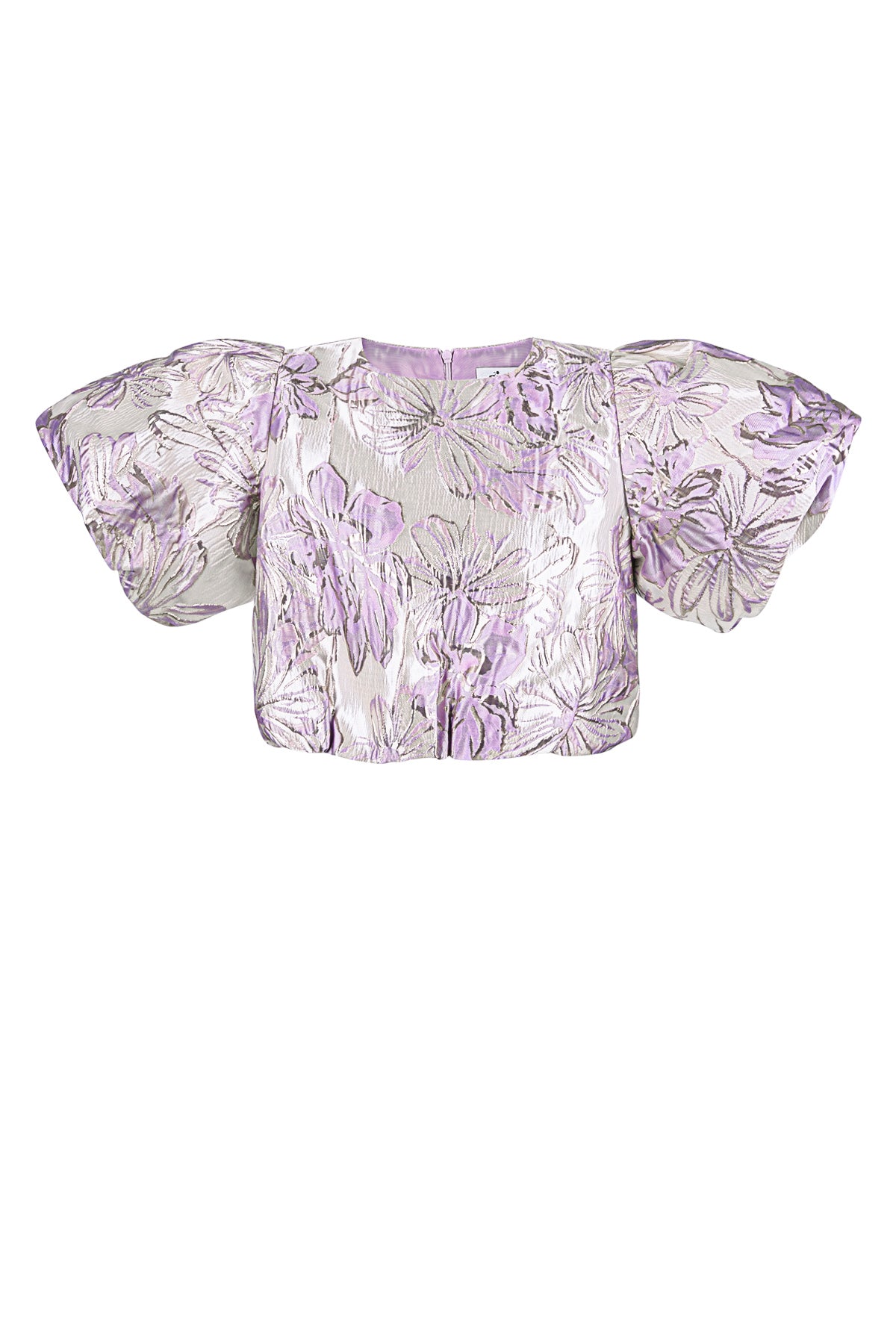 Polyester Vrouwen Korte Mouw Top Puff Sleeve Bloemenprint