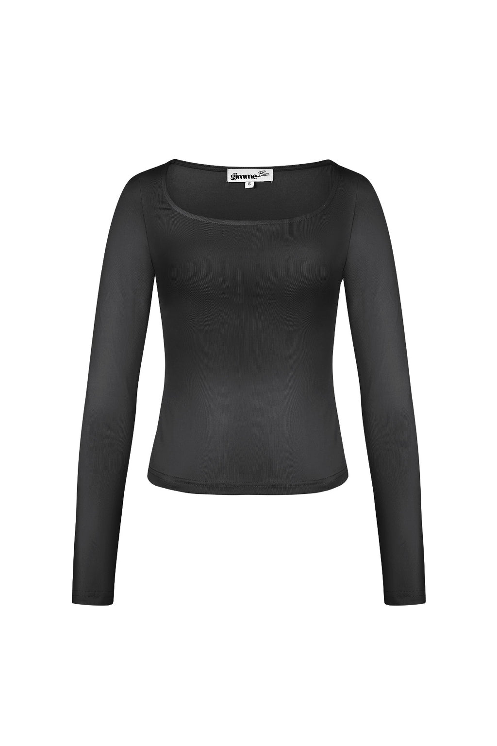 Polyester Vrouwen Lange Mouw Crop Top Vierkante Halslijn Bodycon Pasvorm