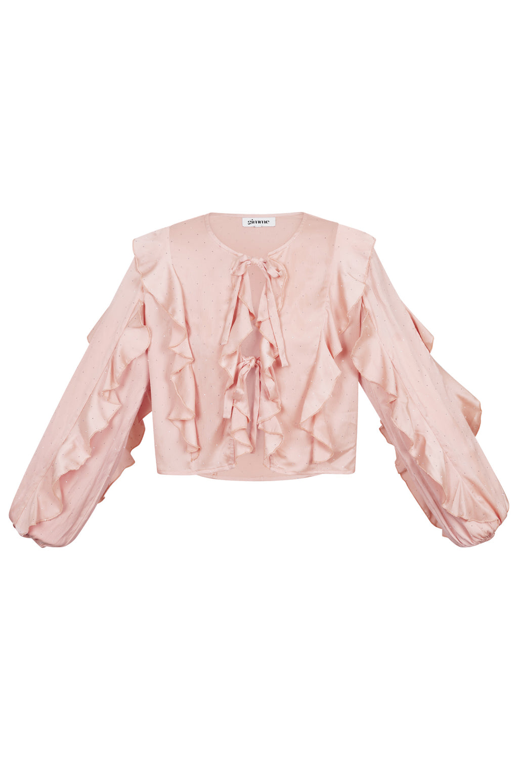 Polyester Vrouwen Lange Mouw Top Met Plooien Voorzijde Knoop