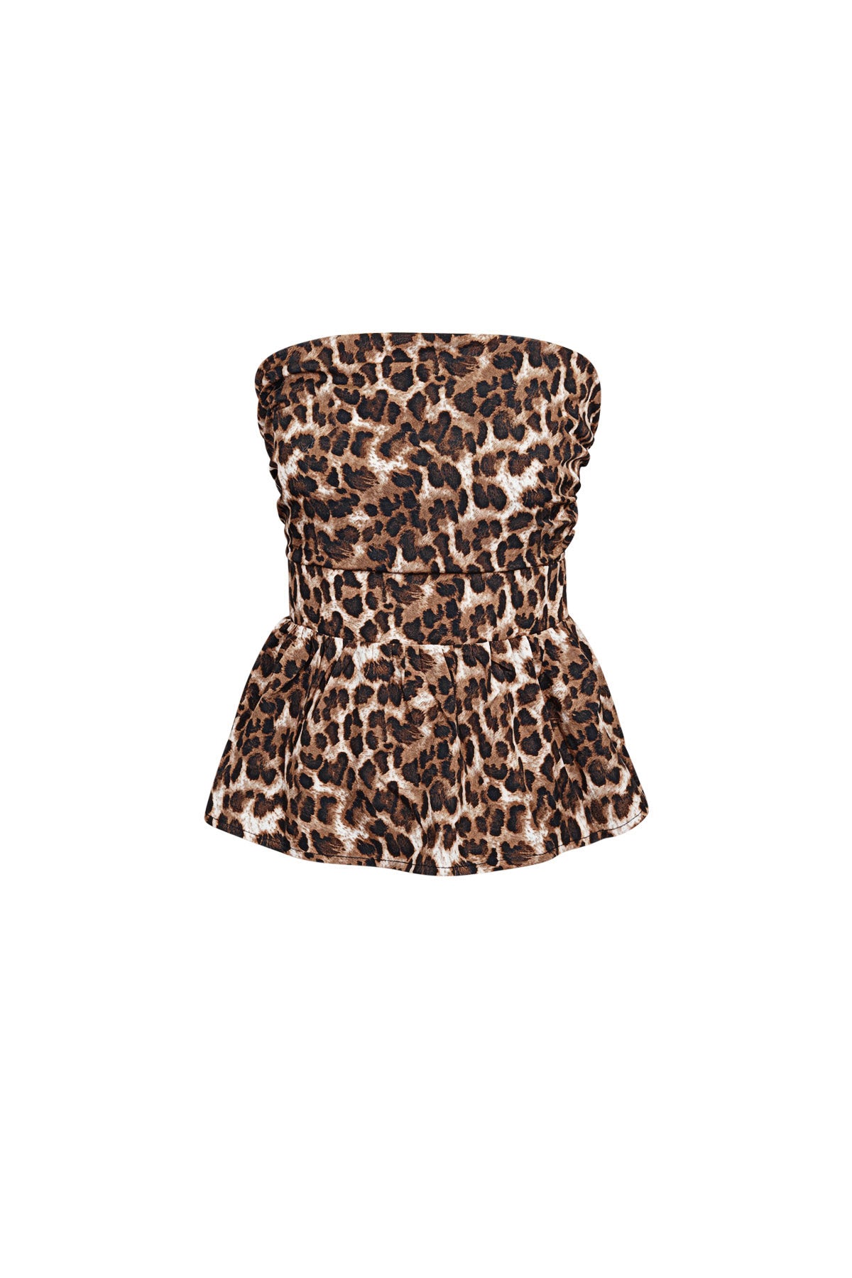 Polyester Vrouwen Strapless Top Luipaardprint Peplum Ontwerp