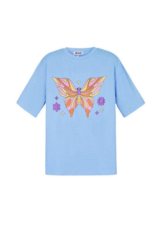 Cotton Vrouwen T-shirt Oversized Vlinder Print