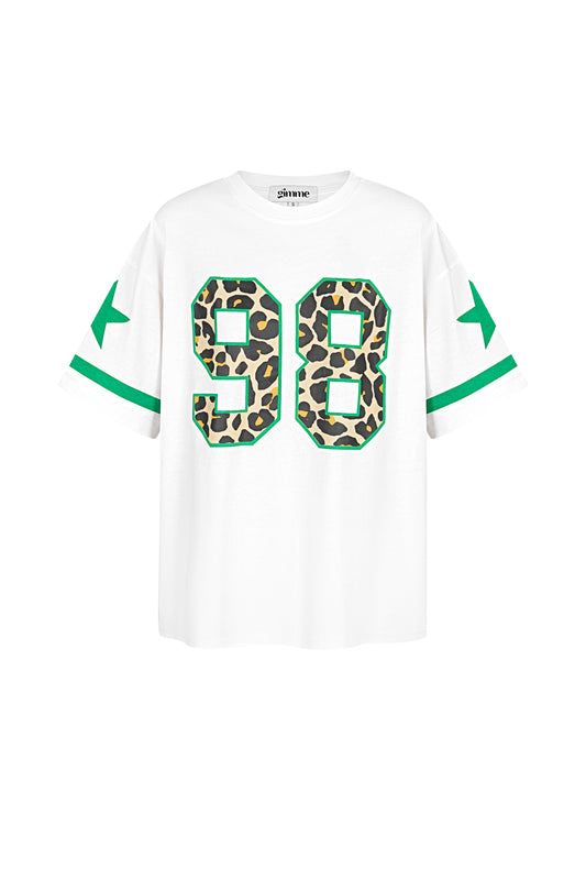 Cotton Vrouwen T-shirt Oversized Luipaardprint Nummer 98