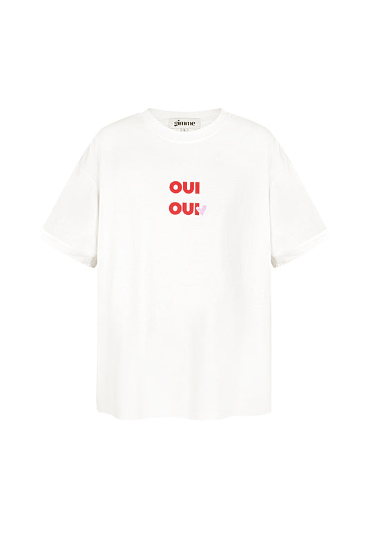 Cotton Vrouwen T-shirt Oversized OUI Print