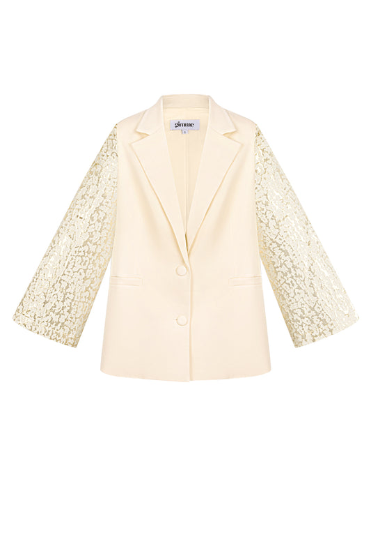 Polyester Vrouwen Suit Set Kanten Mouw Ontwerp