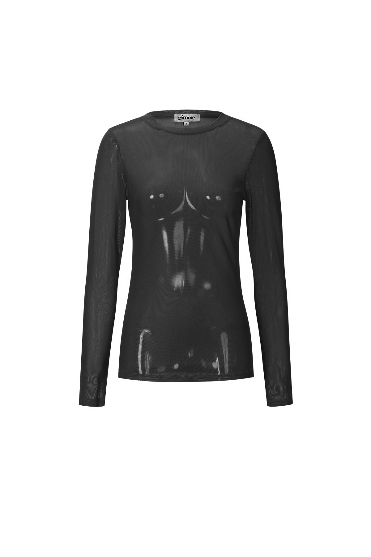 Mesh top met lange mouwen