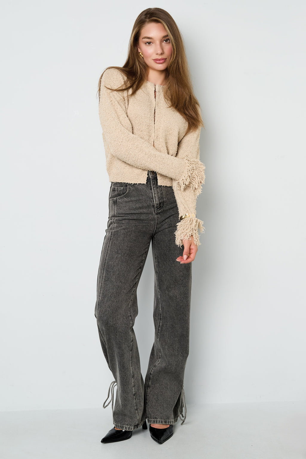 Gebreide Polyestervezel Vrouwen Cardigan Casual Solide Kleur Herfst/Winter
