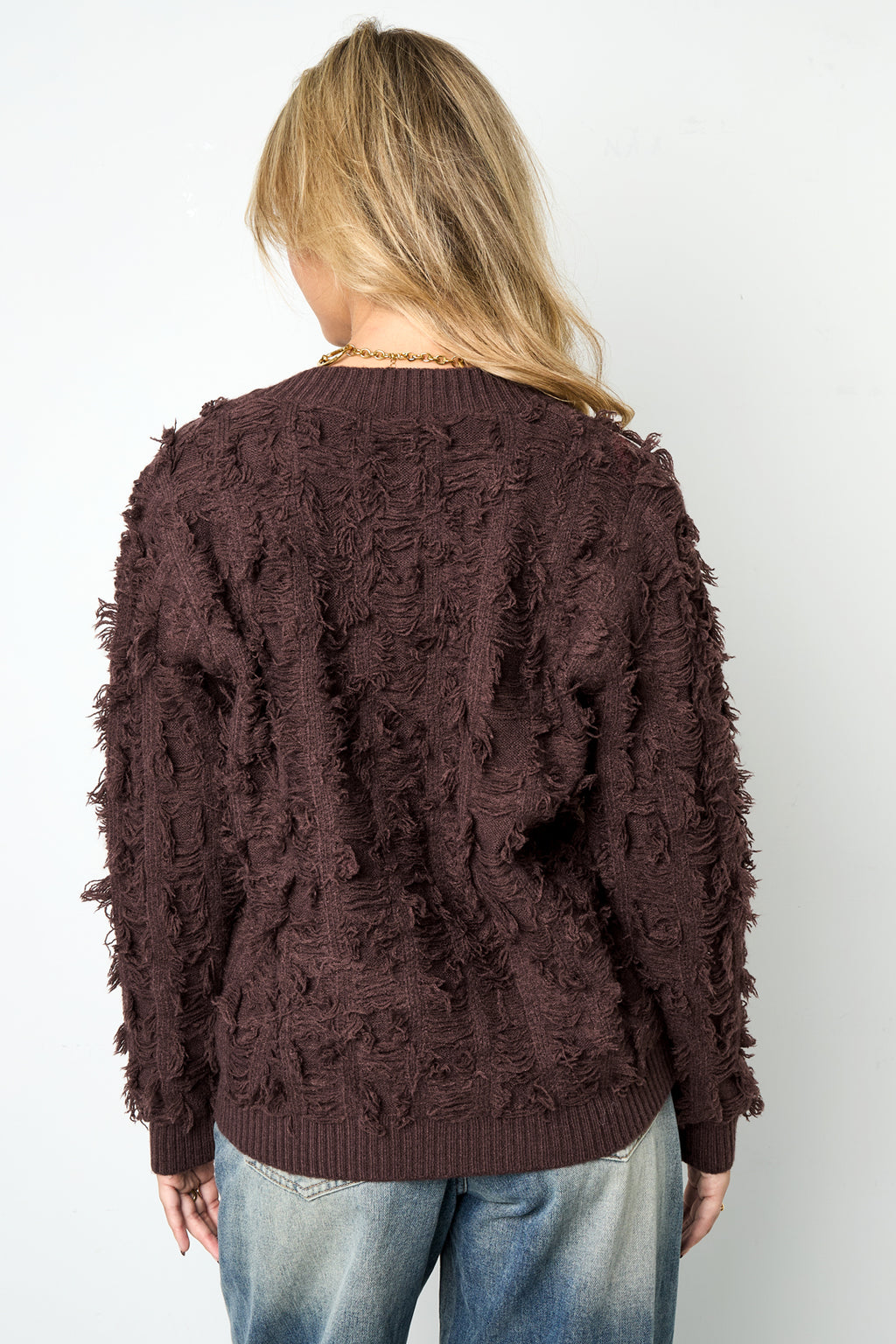 Gebreide Polyestervezel Vrouwen V-hals Trui Casual Effen Kleur