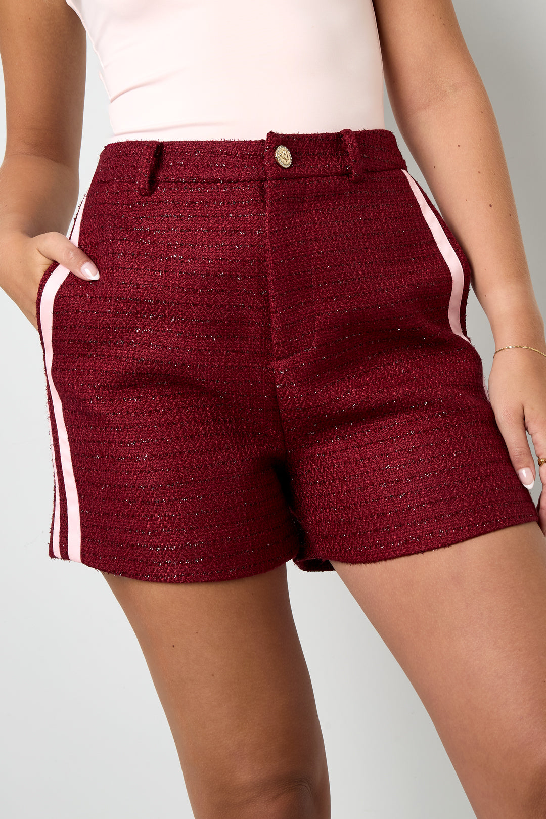 Geweven Polyestervezel Vrouwen Shorts Elegant Ruit Herfst/Winter
