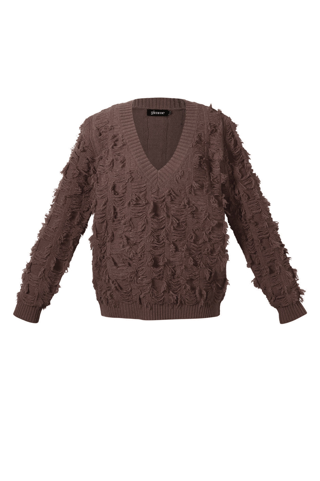 Gebreide Polyestervezel Vrouwen V-hals Trui Casual Effen Kleur