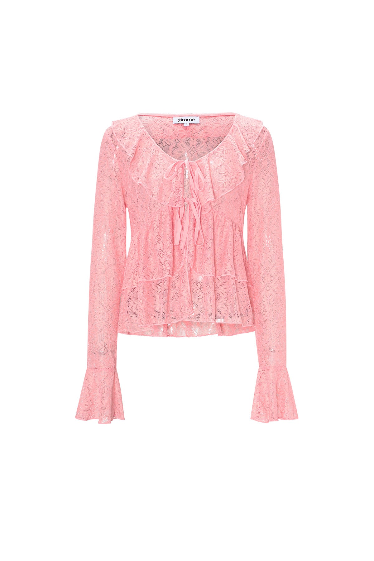 Geweven kant Dames Lange Mouwen Top Elegante Ruches