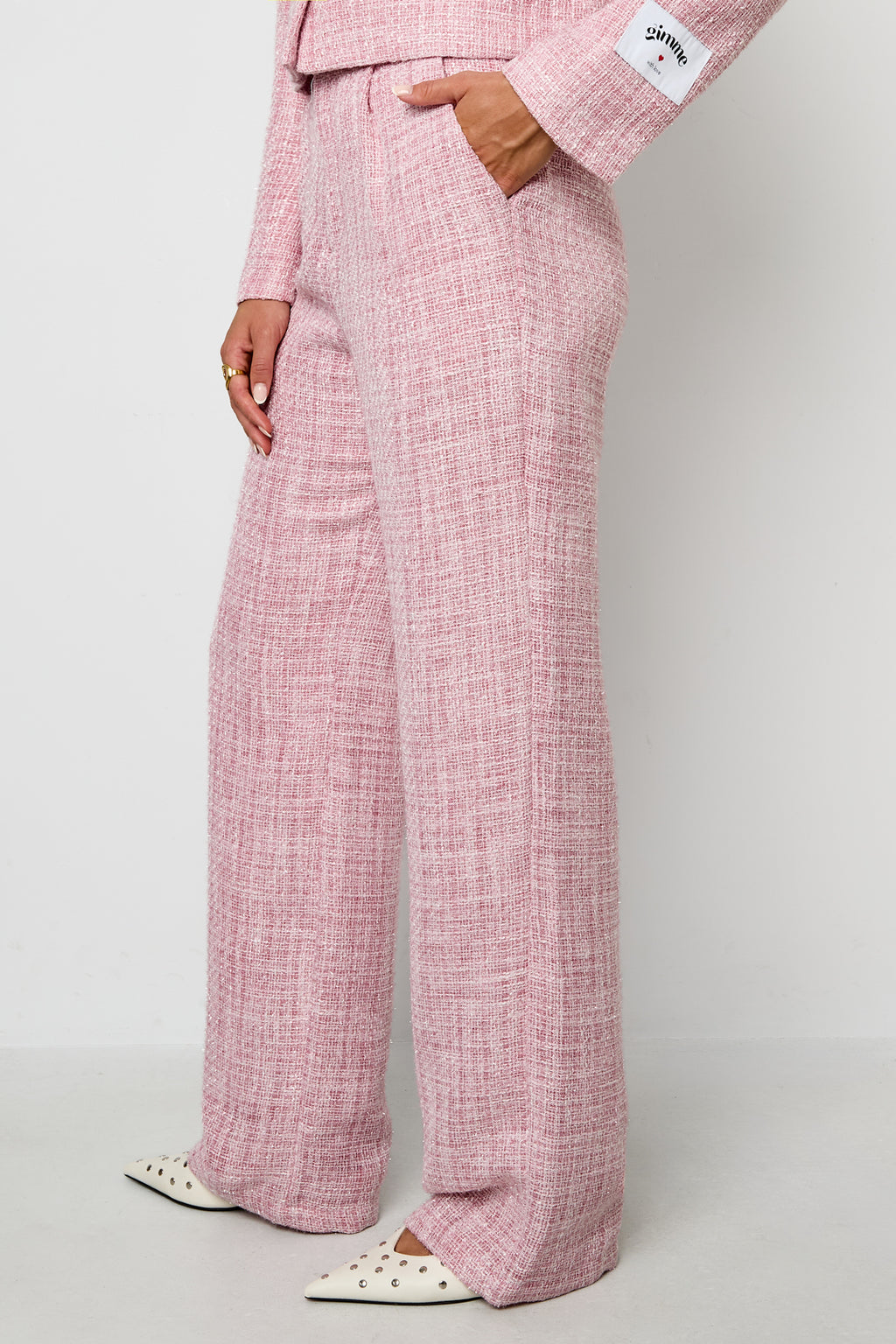Geweven Polyestervezel Vrouwen Rechte Broeken Elegante Ruitjes Herfst/Winter