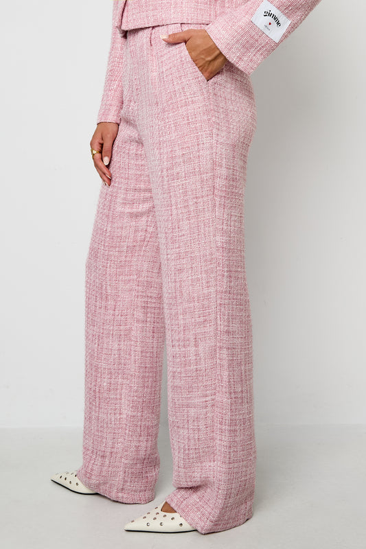 Geweven Polyestervezel Vrouwen Rechte Broeken Elegante Ruitjes Herfst/Winter