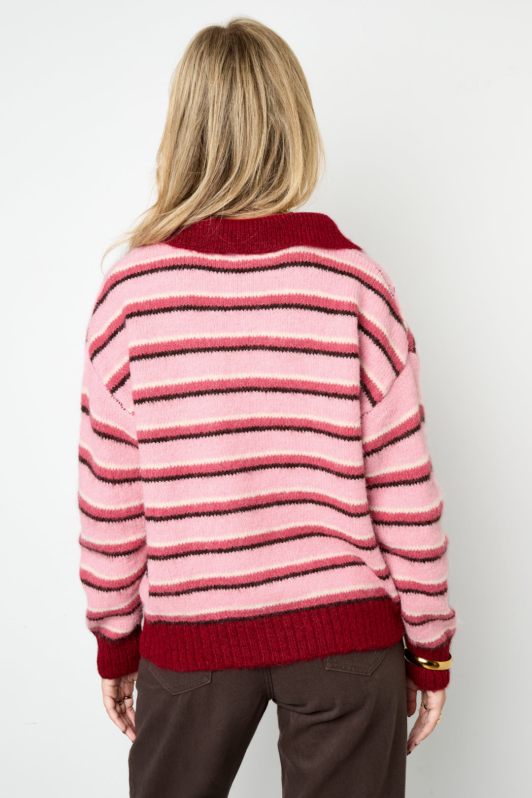 Gebreide Polyestervezel Vrouwen Trui Casual Strepen