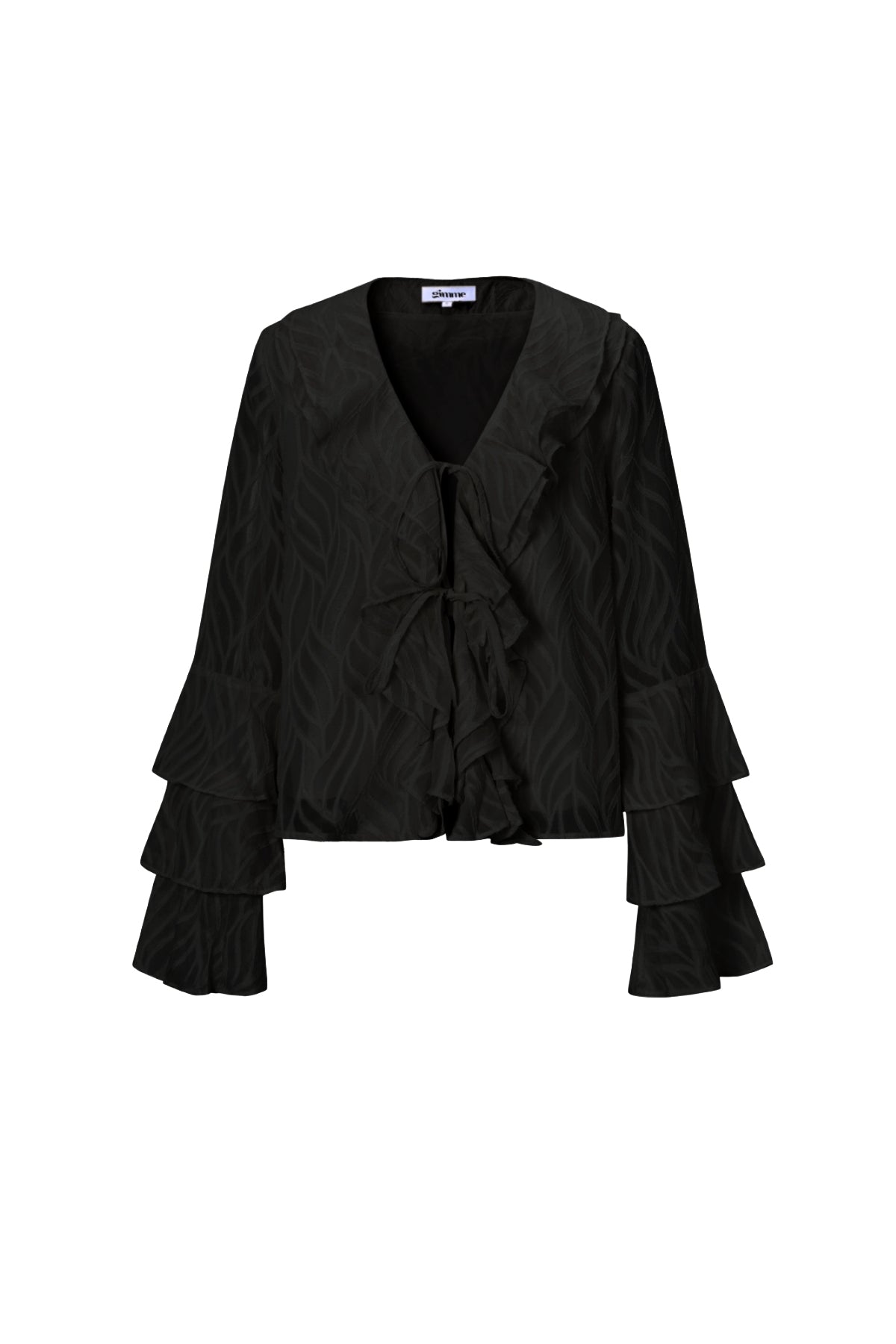 Geweven Polyestervezel Vrouwen Lange Mouwen Tops Elegant Botanisch