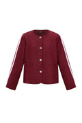 Elegant Plaid Wine Red & Black Jacket for Fall/Winter