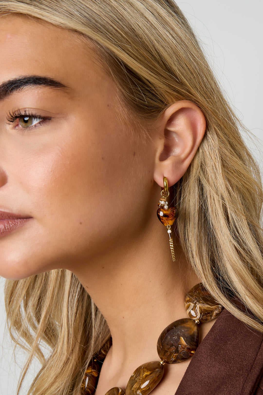 Roestvrijstalen oorbellen met hartvormige hanger, casual en eenvoudig, voor dagelijks gebruik, dames sieraden