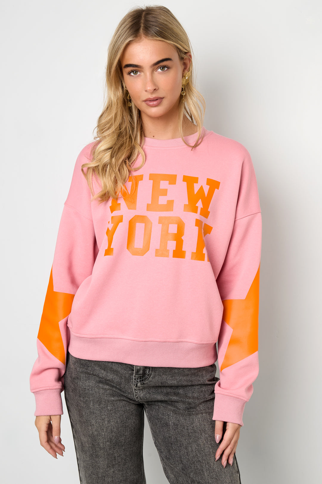 Gebreide Katoen Vrouwen Lange Mouw Top Casual Letters
