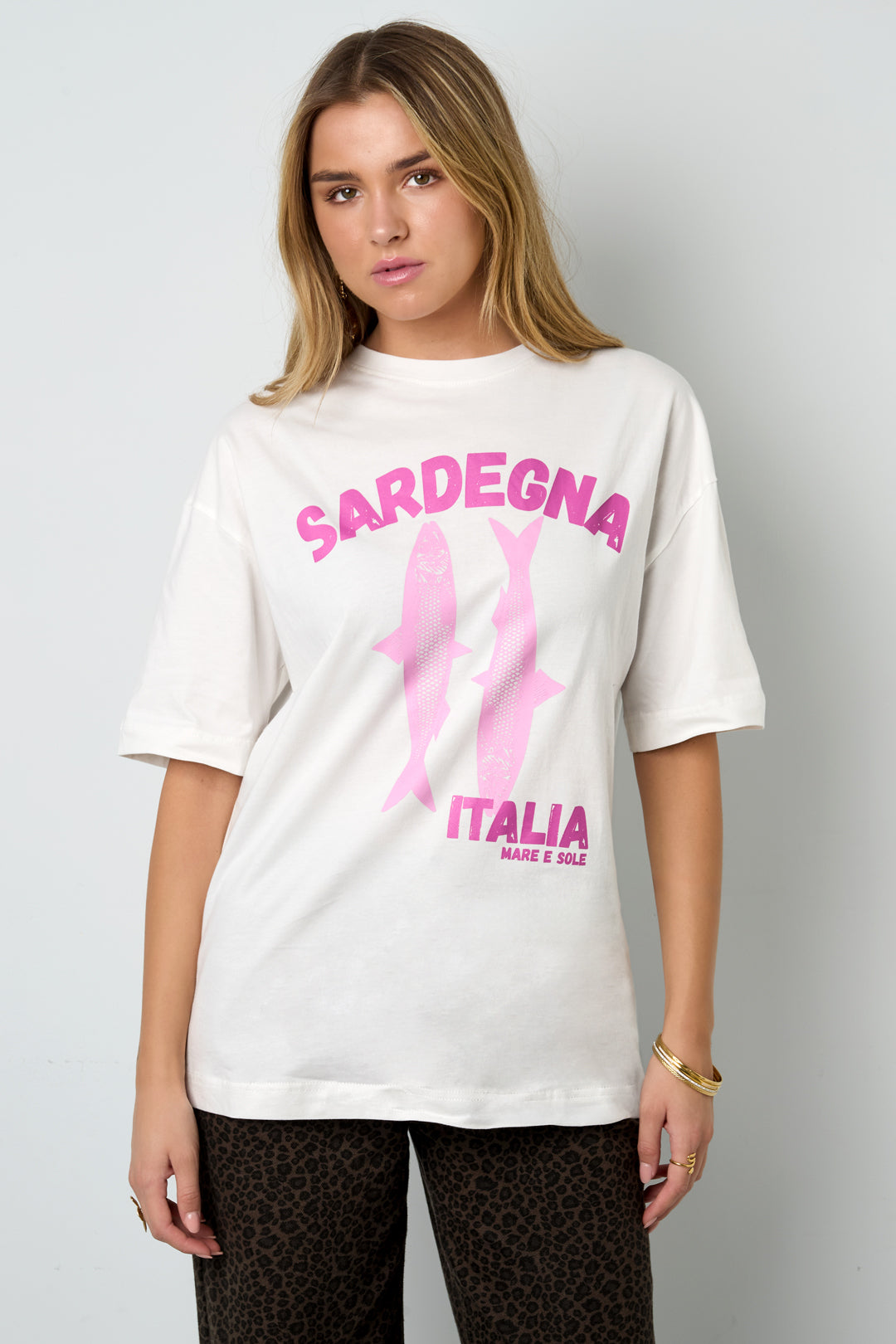Katoen Gebreide Vrouwen T-shirt Casual Dierenprint