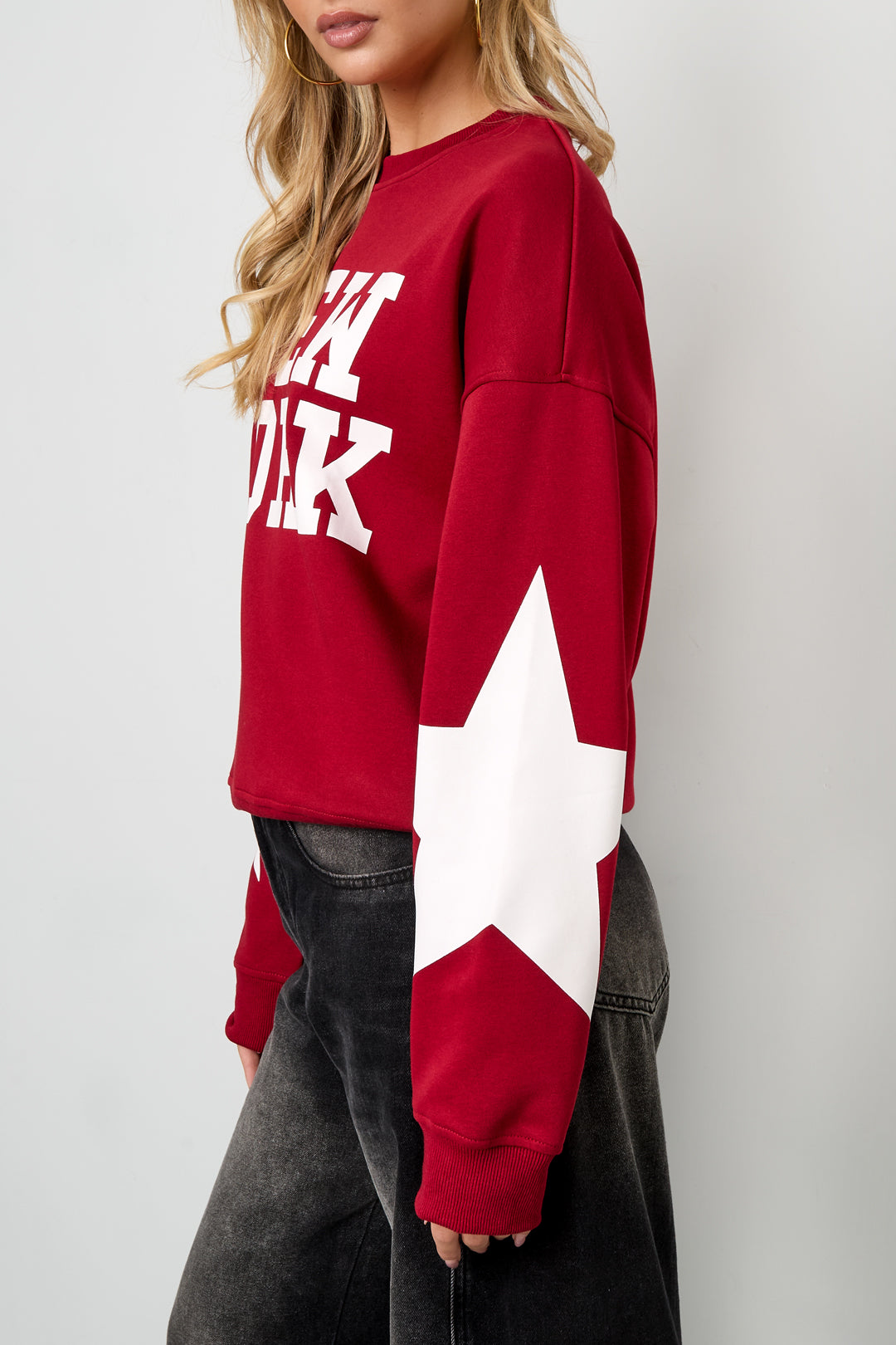 Gebreide Katoen Vrouwen Lange Mouw Top Casual Letters