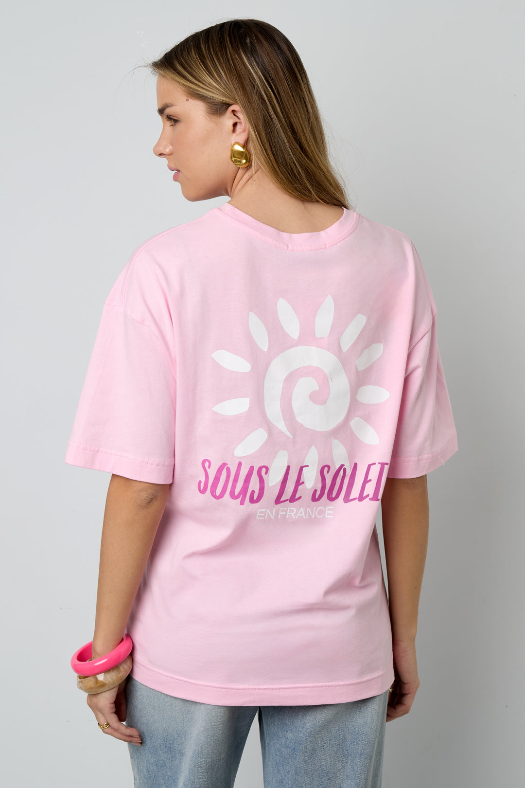 Katoen Gebreide Vrouwen T-shirt Casual Letters