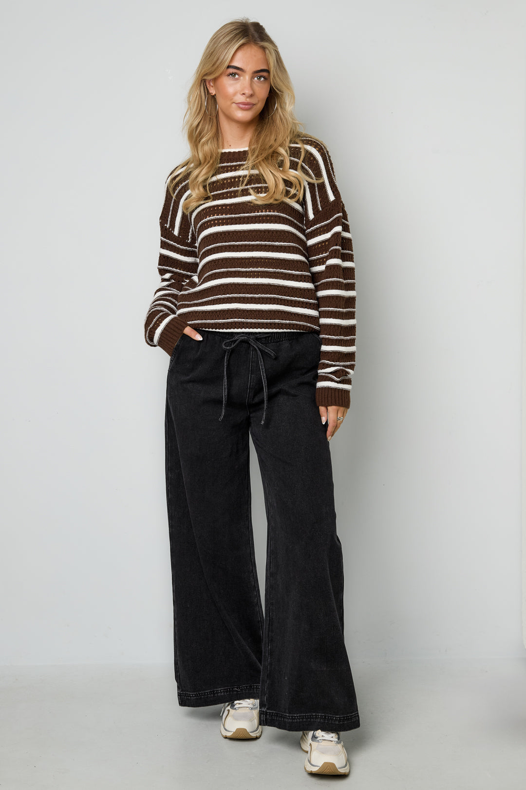 Gebreide Polyestervezel Vrouwen Truien Casual Strepen