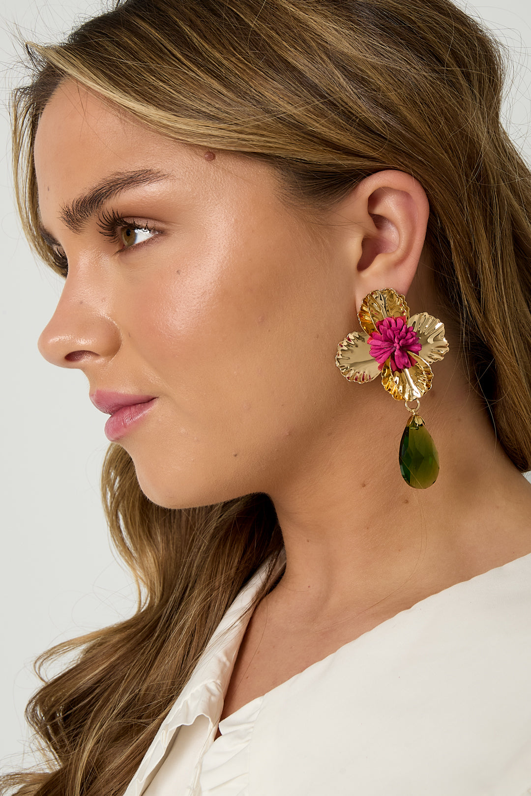 Oorbellen met ijzeren druppel, bloemen, vakantie, luxe serie, damessieraden