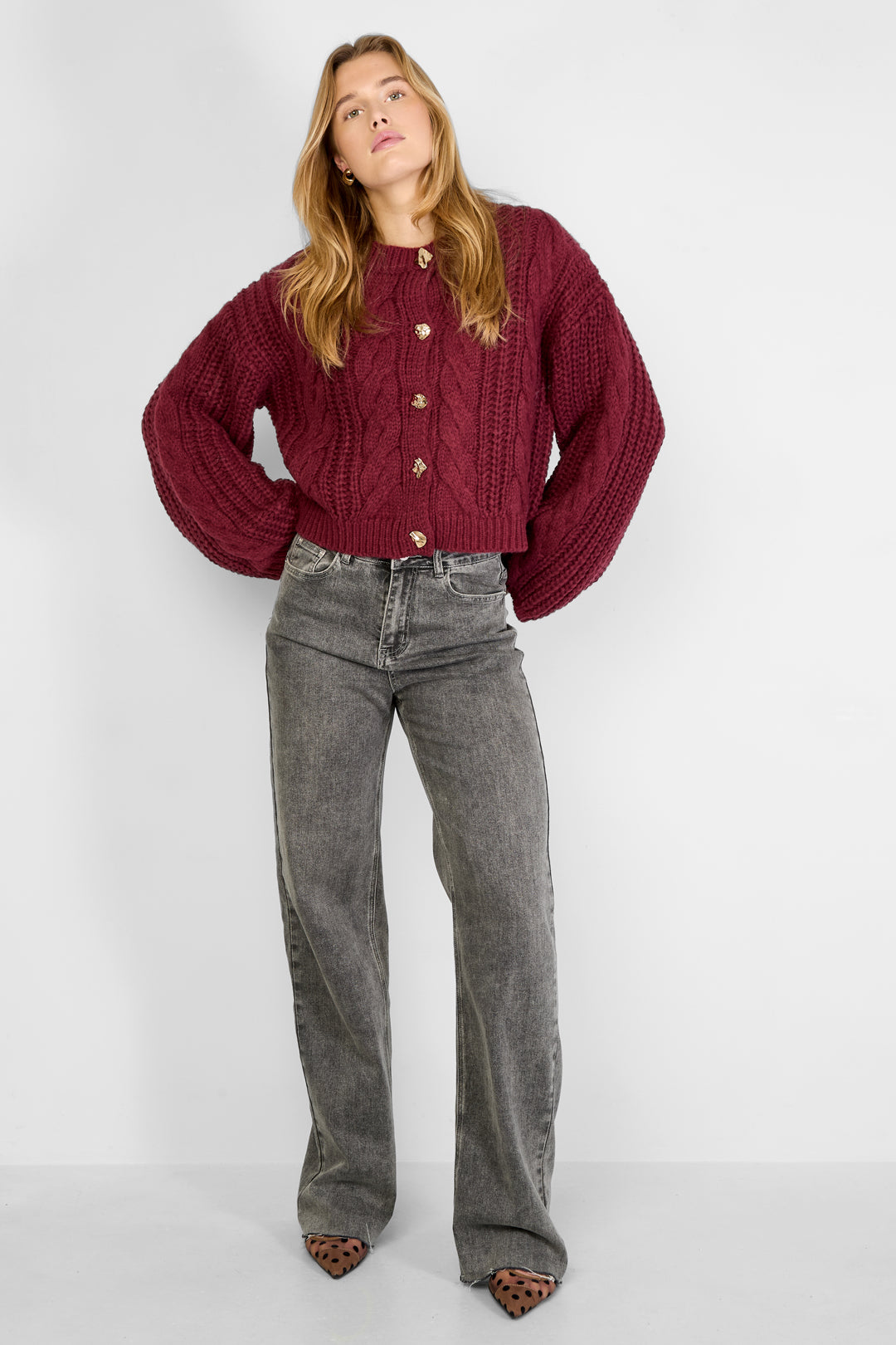 Gebreide Polyestervezel Vrouwen Cardigan Herfst/Winter Elegante Solide Kleur