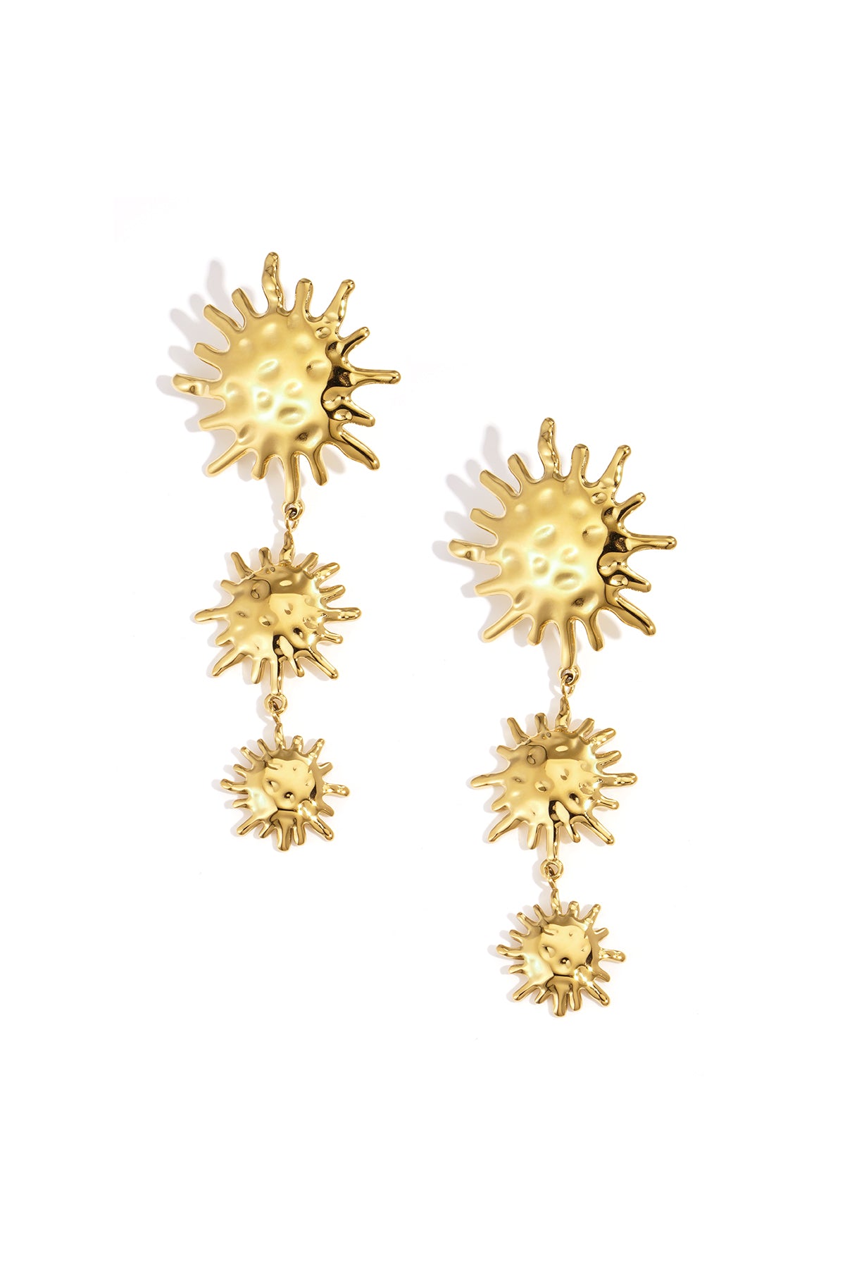 Roestvrijstalen oorbellen met hanger, zon, casual, dagelijks, eenvoudig, serie, damessieraden