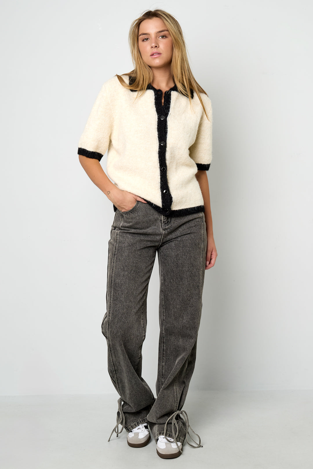Gebreide Polyestervezel Vrouwen Trui Casual Kleurcontrast