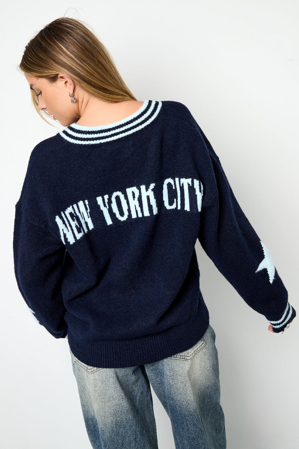 Gebreide Polyestervezel Vrouwen V-hals Trui Casual Kleurcontrast