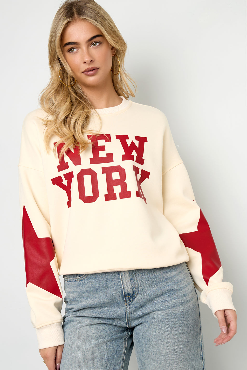Gebreide Katoen Vrouwen Lange Mouw Top Casual Letters