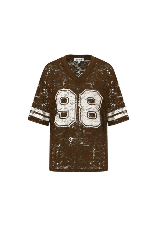 V-hals kant Amerikaans T-shirt