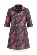 Jurk Noëlle met multicolor bloemenprint, ghostmannequin vooraanzicht